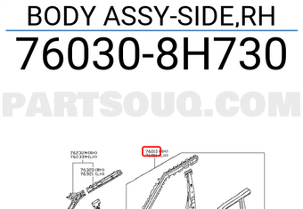 Nissan 760308H730 BODY ASSY-SIDE,RH