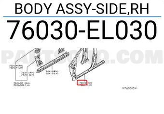 Nissan 76030EL030 BODY ASSY-SIDE,RH