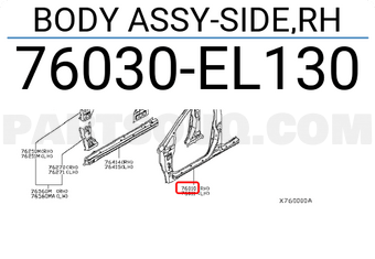 Nissan 76030EL130 BODY ASSY-SIDE,RH