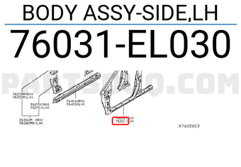Nissan 76031EL030 BODY ASSY-SIDE,LH