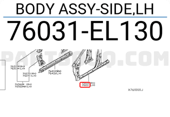 Nissan 76031EL130 BODY ASSY-SIDE,LH