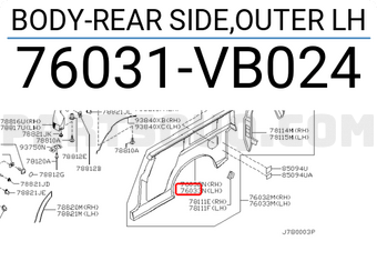 Nissan 76031VB024 BODY-REAR SIDE,OUTER LH