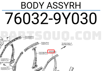 Nissan 760329Y030 BODY ASSYRH