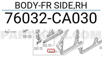 Nissan 76032CA030 BODY-FR SIDE,RH