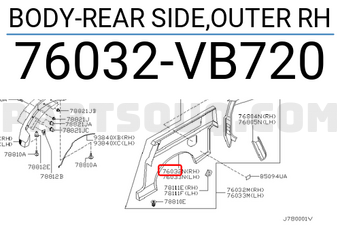 Nissan 76032VB720 BODY-REAR SIDE,OUTER RH