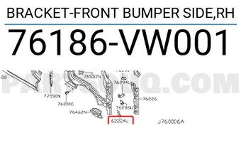 Nissan 76186VW001 BRACKET-FRONT BUMPER SIDE,RH