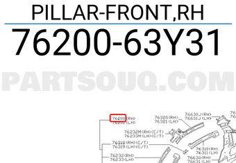 Nissan 7620063Y31 PILLAR-FRONT,RH