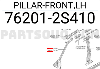 Nissan 762012S410 PILLAR-FRONT,LH