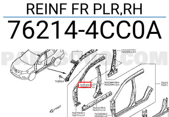 Nissan 762144CC0A REINF FR PLR,RH