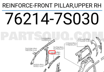 Nissan 762147S030 REINFORCE-FRONT PILLAR,UPPER RH