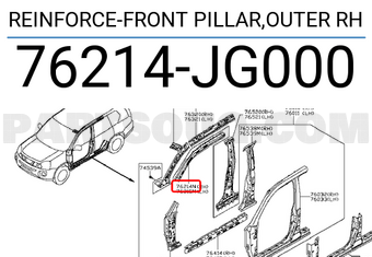 Nissan 76214JG000 REINFORCE-FRONT PILLAR,OUTER RH