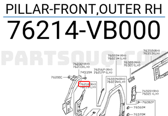 Nissan 76214VB000 PILLAR-FRONT,OUTER RH