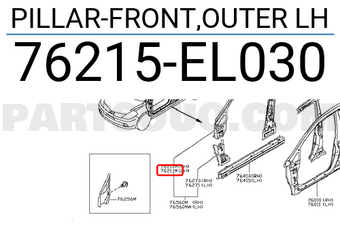 Nissan 76215EL030 PILLAR-FRONT,OUTER LH