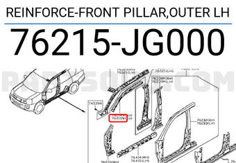 Nissan 76215JG000 REINFORCE-FRONT PILLAR,OUTER LH
