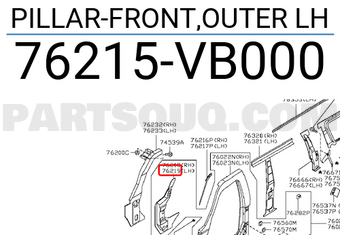 Nissan 76215VB000 PILLAR-FRONT,OUTER LH