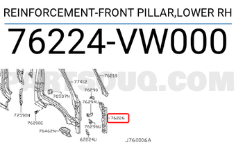 Nissan 76224VW000 REINFORCEMENT-FRONT PILLAR,LOWER RH