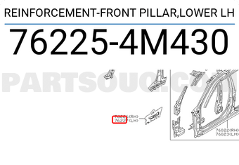 Nissan 762254M430 REINFORCEMENT-FRONT PILLAR,LOWER LH