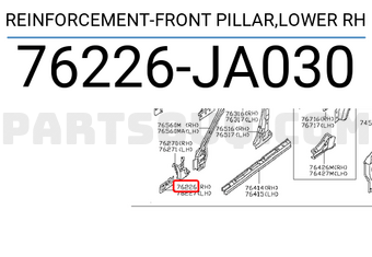 Nissan 76226JA030 REINFORCEMENT-FRONT PILLAR,LOWER RH