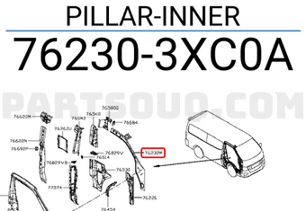 Nissan 762303XC0A PILLAR-INNER