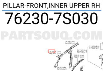 Nissan 762307S030 PILLAR-FRONT,INNER UPPER RH