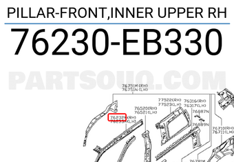 Nissan 76230EB330 PILLAR-FRONT,INNER UPPER RH