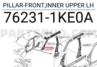 Nissan 762311KE0A PILLAR-FRONT,INNER UPPER LH
