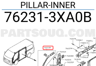 Nissan 762313XA0B PILLAR-INNER