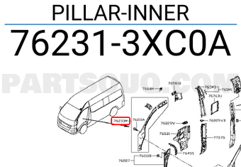 Nissan 762313XC0A PILLAR-INNER