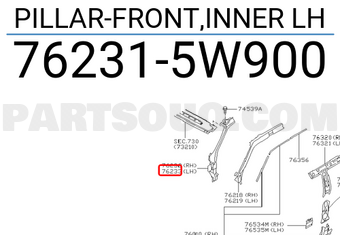 Nissan 762315W900 PILLAR-FRONT,INNER LH
