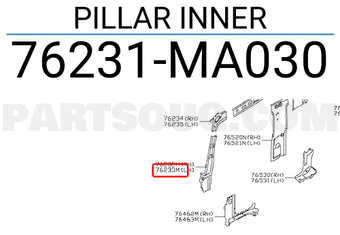 Nissan 76231MA030 PILLAR INNER