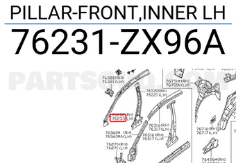 Nissan 76231ZX96A PILLAR-FRONT,INNER LH