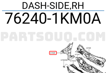 Nissan 762401KM0A DASH-SIDE,RH