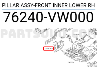 Nissan 76240VW000 PILLAR ASSY-FRONT INNER LOWER RH