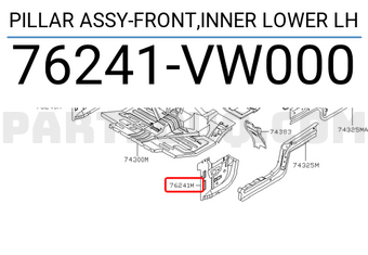 Nissan 76241VW000 PILLAR ASSY-FRONT,INNER LOWER LH