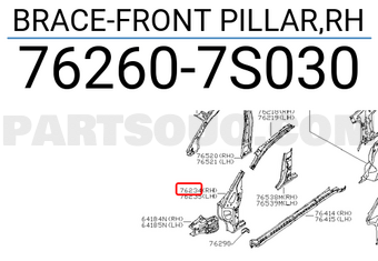 Nissan 762607S030 BRACE-FRONT PILLAR,RH