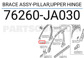Nissan 76260JA030 BRACE ASSY-PILLAR,UPPER HINGE