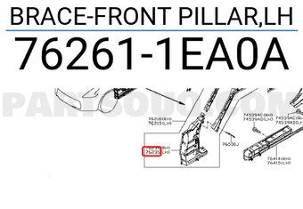 Nissan 762611EA0A BRACE-FRONT PILLAR,LH