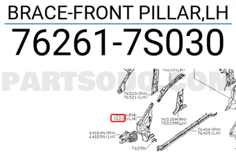 Nissan 762617S030 BRACE-FRONT PILLAR,LH