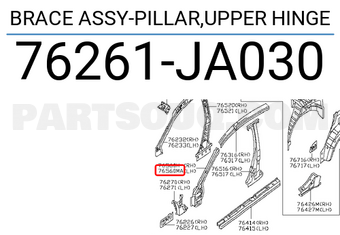 Nissan 76261JA030 BRACE ASSY-PILLAR,UPPER HINGE