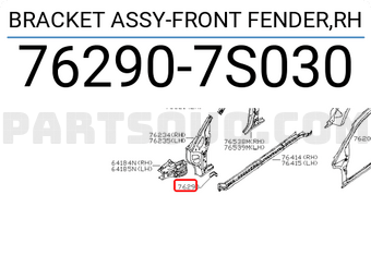 Nissan 762907S030 BRACKET ASSY-FRONT FENDER,RH
