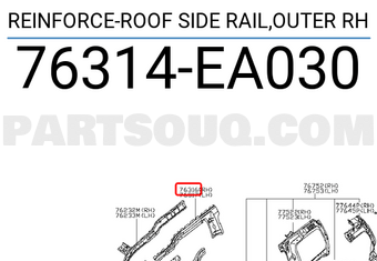 Nissan 76314EA030 REINFORCE-ROOF SIDE RAIL,OUTER RH