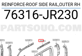 Nissan 76316JR230 REINFORCE-ROOF SIDE RAIL,OUTER RH