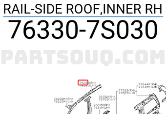 Nissan 763307S030 RAIL-SIDE ROOF,INNER RH