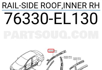 Nissan 76330EL130 RAIL-SIDE ROOF,INNER RH