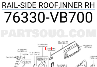 Nissan 76330VB700 RAIL-SIDE ROOF,INNER RH