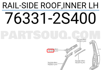 Nissan 763312S400 RAIL-SIDE ROOF,INNER LH