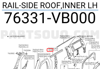 Nissan 76331VB000 RAIL-SIDE ROOF,INNER LH