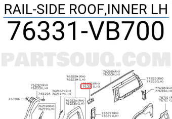 Nissan 76331VB700 RAIL-SIDE ROOF,INNER LH