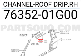 Nissan 7635201G00 CHANNEL-ROOF DRIP,RH