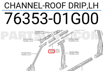 Nissan 7635301G00 CHANNEL-ROOF DRIP,LH